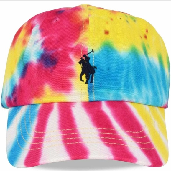 Polo Ralph Lauren Limited Edition Pink Yellow Blue Tie Dye Baseball Cap OS Indie - Picture 1 of 10